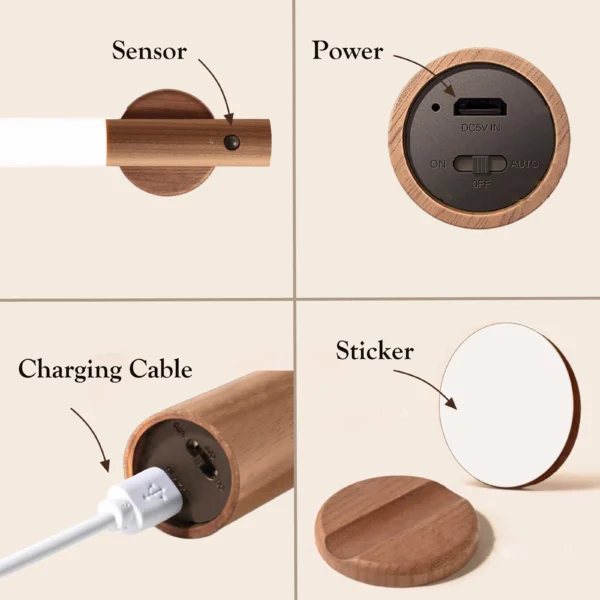 Rechargeable Wooden Motion Sensor Night Light - Image 3